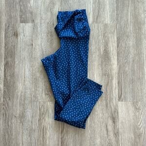 Nike Yoga Twist Waist 7/8 Leggings Navy Blue Polka Dot Size Medium